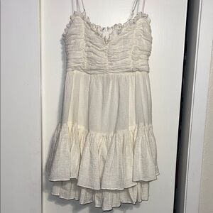 Sky to Moon white / off white ruffly mini dress